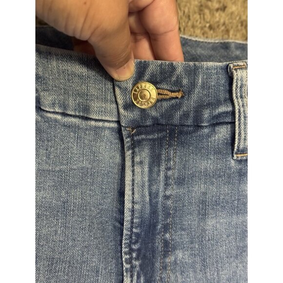 EXPRESS Blue Jeans Wide Leg Flare Mid Rise Med Wash Y2k 90s Boho Western 28x34 - Picture 5 of 9